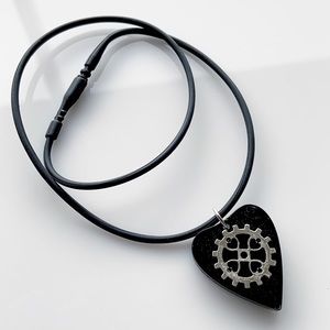 Black resin ouija board steam punk wheel necklace